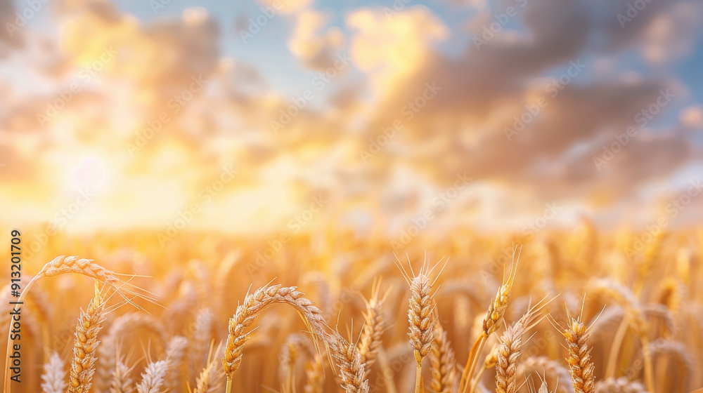 Golden wheat field under a vibrant sunset sky, showcasing nature's beauty and tranquility in the heart of the countryside. Golden wheat field under a vibrant sunset sky, showcasing nature's beauty and tranquility in the heart of the countryside.