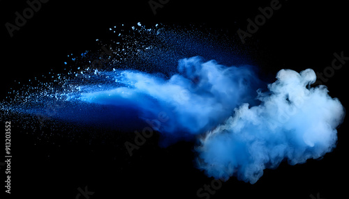 set blue dust exposion isolated  photo