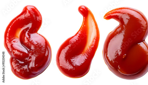 set delicious ketchup spashes oil isoleted photo