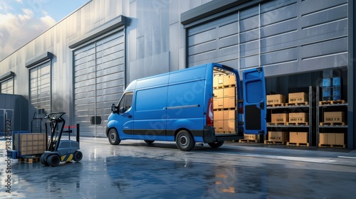 A delivery van at warehouse photo