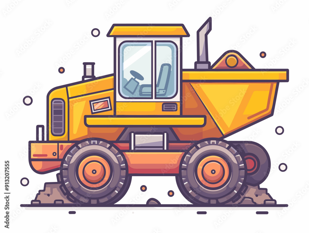 Bulldozer. Heavy construction vehicle. Vector illustration in flat style. Bulldozer. Heavy construction vehicle. Vector illustration in flat style.