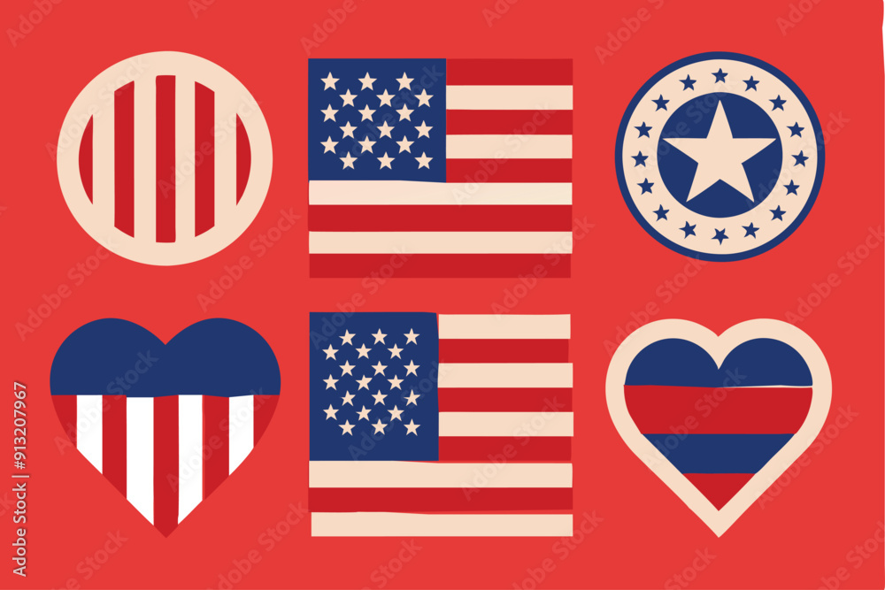 American Flag, Usa Flag Vector Icon. Isolated Silhouette Vector Icon. American Flag, Usa Flag Vector Icon. Isolated Silhouette Vector Icon.