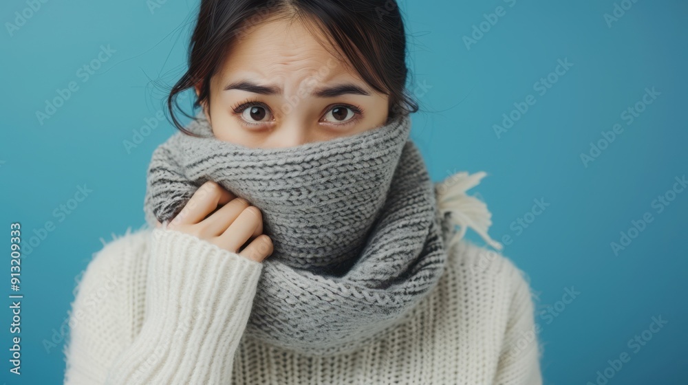 The worried woman in scarf. The worried woman in scarf.