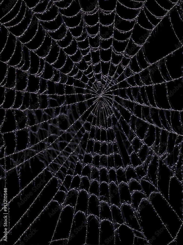 Seamless spider web with dew drops against an abstract black background, halloween theme, illustration wallpaper Seamless spider web with dew drops against an abstract black background, halloween theme, illustration wallpaper