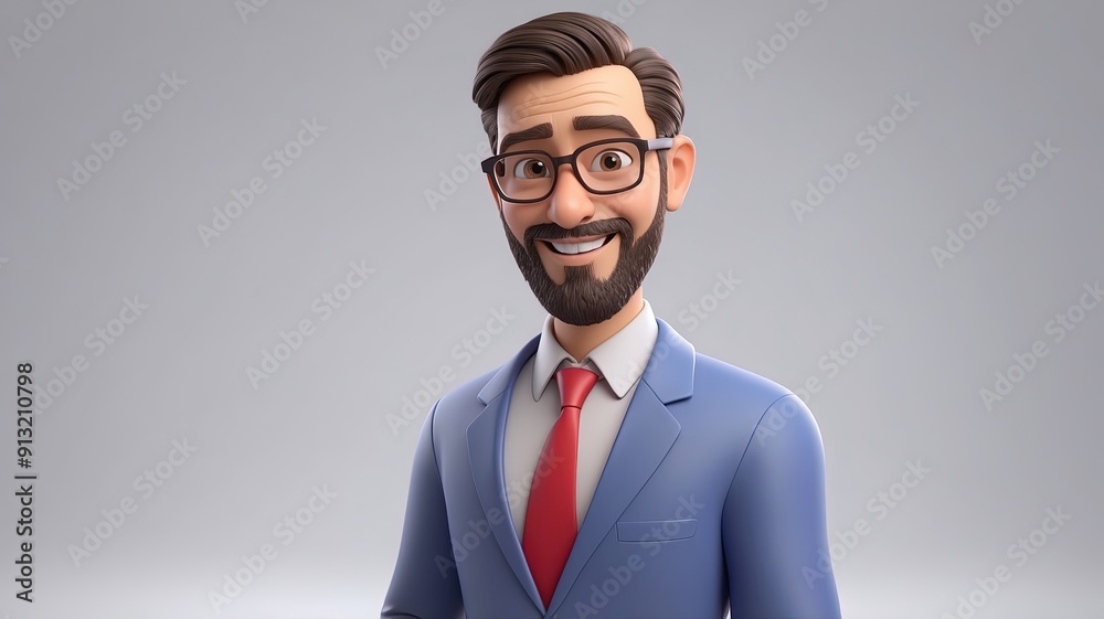 3d cartoon character teacher, business man, father, in 3d style design on light background 3d cartoon character teacher, business man, father, in 3d style design on light background