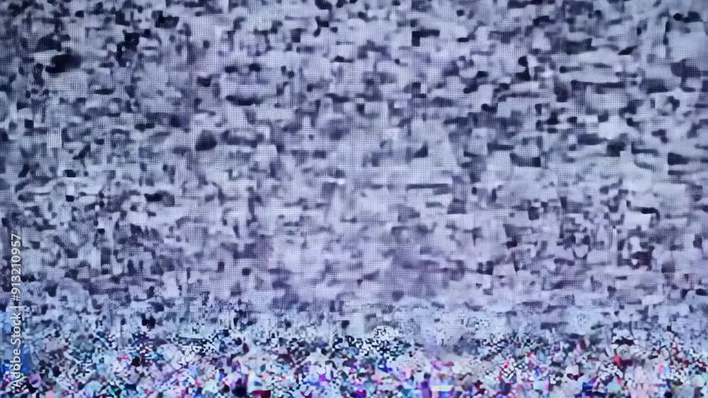 Colorful Test Pattern on Vintage TV Screen with Static Interference

