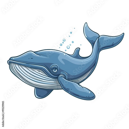 blue whale Time element animal cartoon isolated whitebackground 16:9 photo