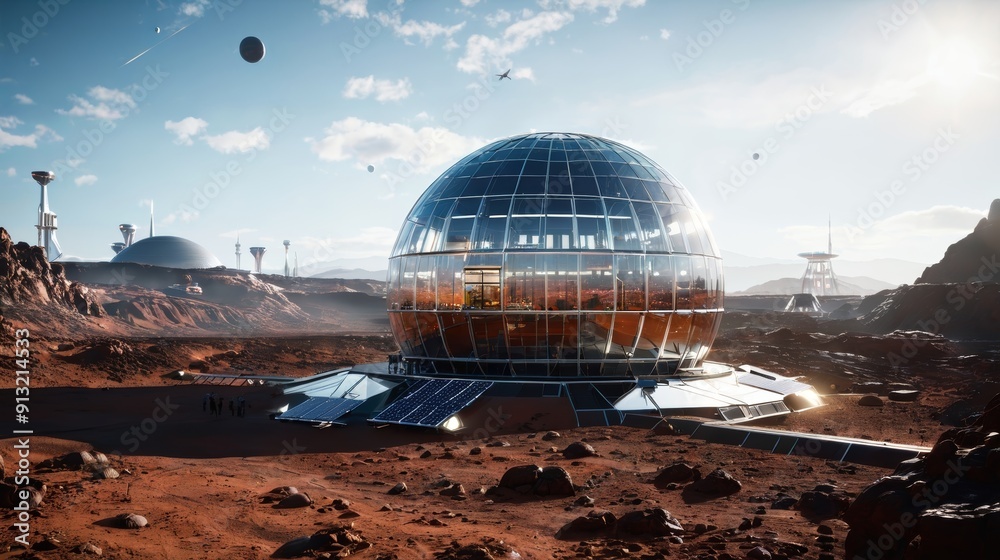 Obraz premium Futuristic Space Station in the Desert