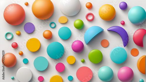  assortmentof 3d plastic styled cute vector shapes featuring roundness and smooth surfaces shadow