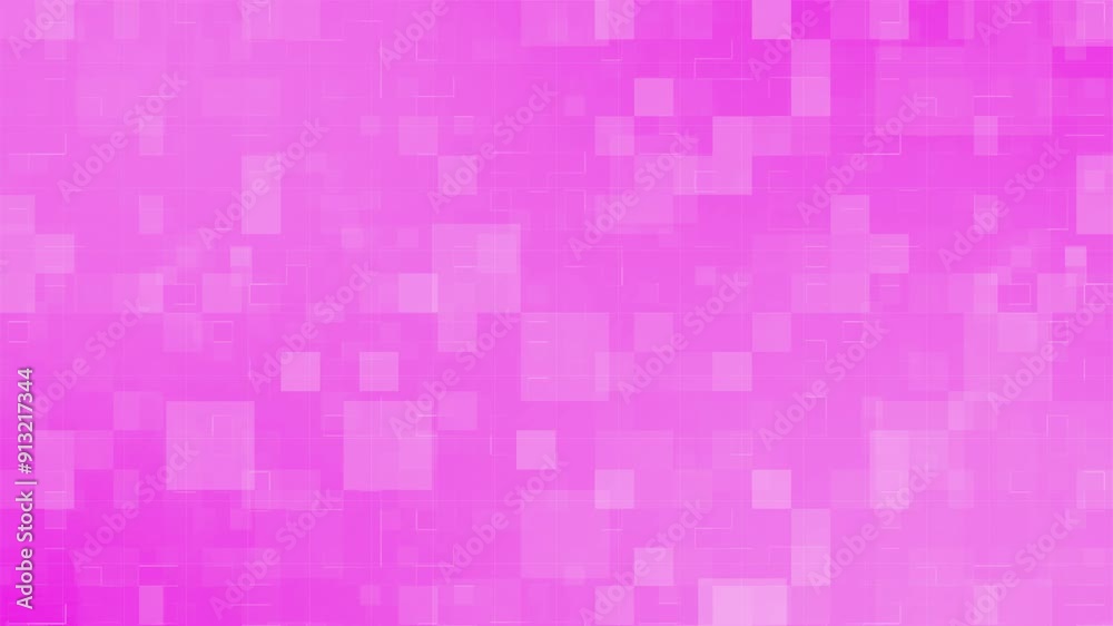 Seamless vibrant abstract background featuring a blend of pink pixelated flowing shimmers squares and rectangles in varying shades, creating a modern and dynamic visual effect loop.