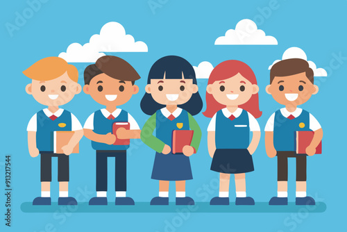  School kids student characters set vector art illustration photo