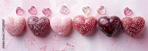 Confectionery in the Shape of Love Hearts. Delicious Valentinea??s Day Background. - photo