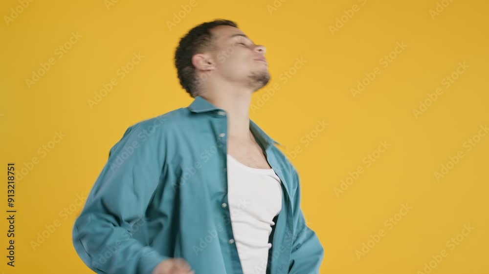 Energetic african american man dancer dancing, yellow background. Stylish guy portrait. Energetic african american man dancer dancing, yellow background. Stylish guy portrait.