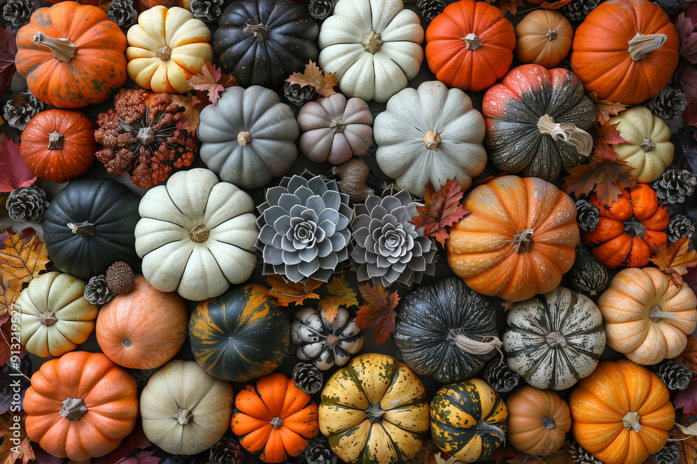 Zucche dall'alto in una texture halloween Zucche dall'alto in una texture halloween