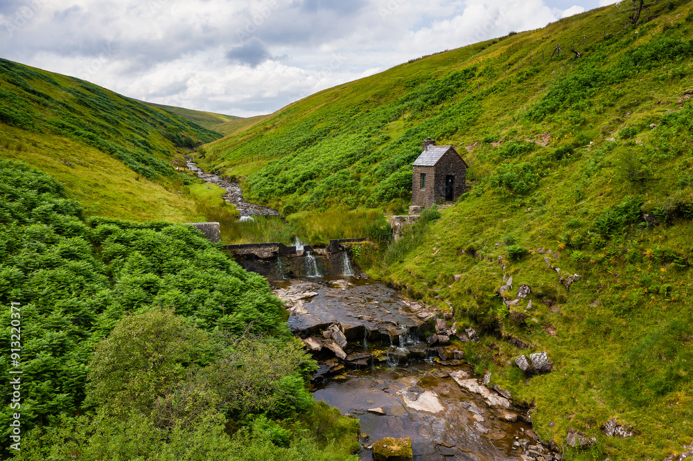 An old mountain shelter Bothy at Grwyne Fawr reservoir in the Brecon Beacons National Park An old mountain shelter Bothy at Grwyne Fawr reservoir in the Brecon Beacons National Park