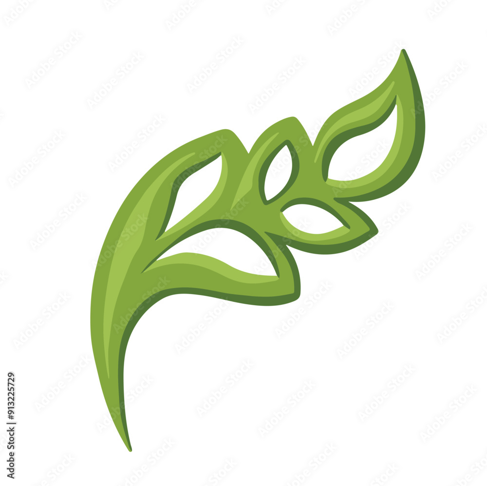 Leaf of plant stylized geometric green, hand drawn vector Leaf of plant stylized geometric green, hand drawn vector