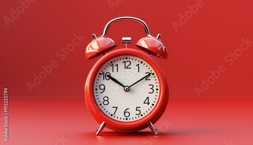 Red alarm clock is ticking on a red background representing the concept of time running out