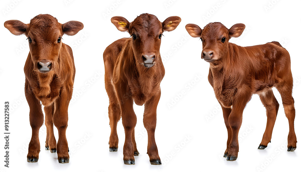 Obraz premium Collection of Three Brown Calves (Standing, Portrait) – A collection featuring brown calves_1(112)