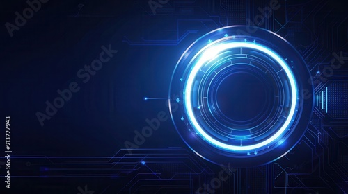 Futuristic blue circular design with abstract technology elements, ideal for backgrounds and digital themes.