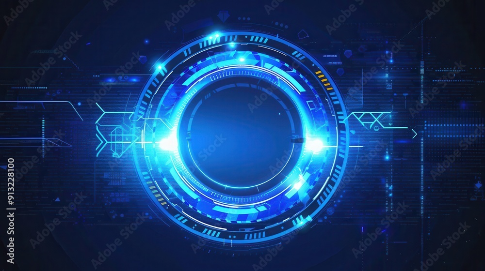 Futuristic blue technology background featuring glowing circles and digital elements. Perfect for sci-fi and tech themes. Futuristic blue technology background featuring glowing circles and digital elements. Perfect for sci-fi and tech themes.