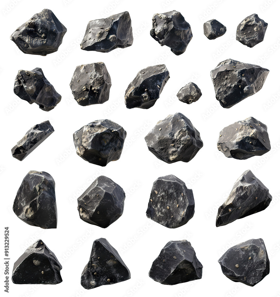 Set of asteroids, cut out Set of asteroids, cut out