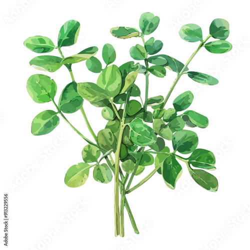 Watercolor Illustration of Fenugreek, isolated on a white background, Fenugreek vector