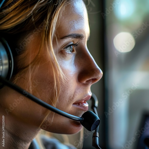 call center operator with headset