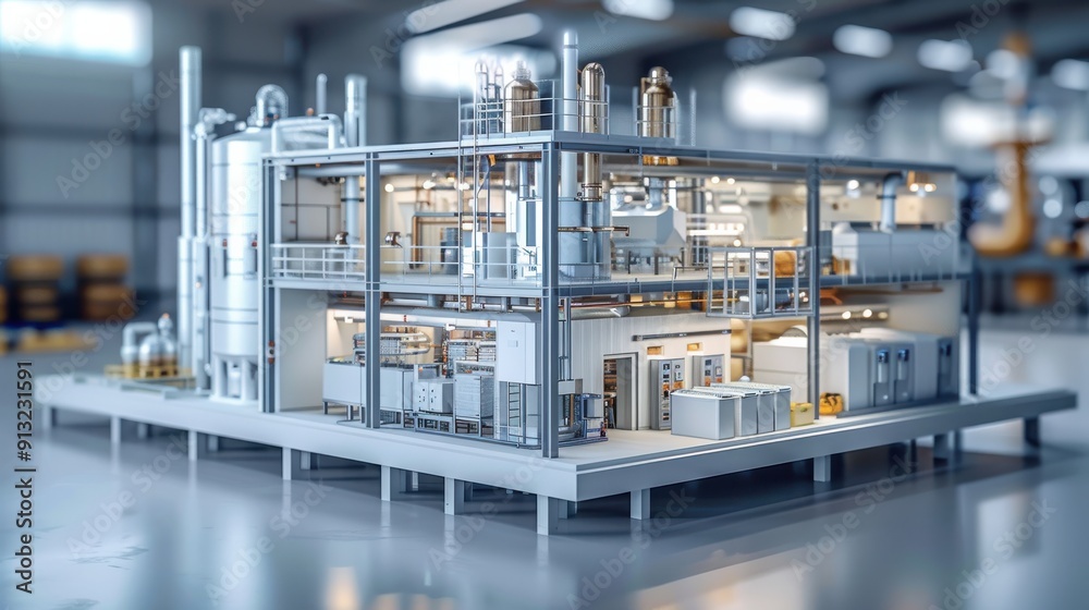 Modern Industrial Facility Model in Manufacturing Location Modern Industrial Facility Model in Manufacturing Location