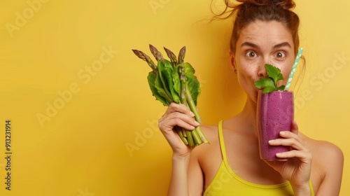 The girl with healthy smoothie photo