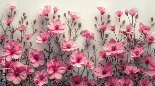 Pink Flowers Blooming Against White Wall