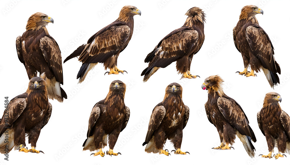 Fototapeta premium Golden Eagle Collection (Portrait, Standing, Flying) – A collection of golden eagle images _1(146)