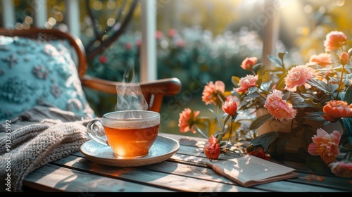 Coffee Cup on Balcony Table