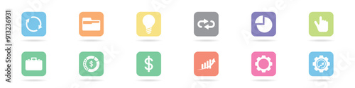 Business icons vector set. Icons for internet and web design vector. Simple finance and business icons. Set of economic icon logos. Buttons with business icons.