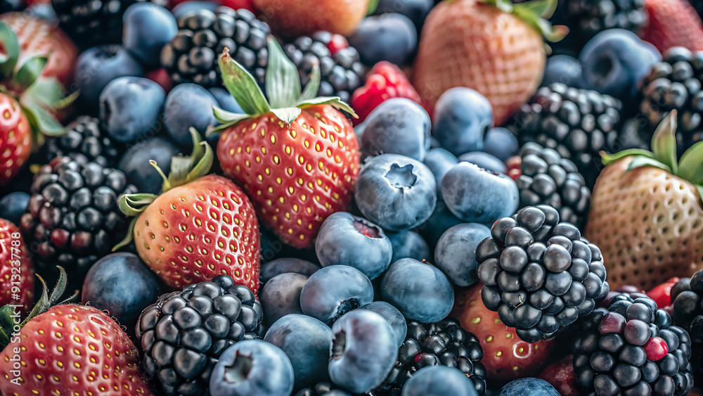 variety of fruits and berries on a wooden table. The table fills most of the frame, and the fruits are scattered across it in a colorful display. generative ai variety of fruits and berries on a wooden table. The table fills most of the frame, and the fruits are scattered across it in a colorful display. generative ai