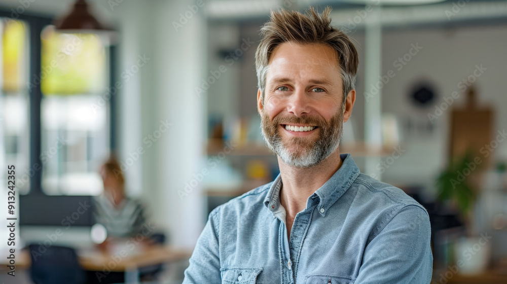 Obraz premium Young caucasian man smiling