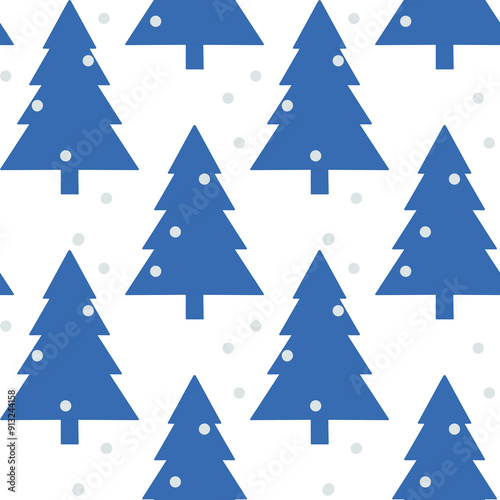 Seamless pattern with new year’s blue trees 
