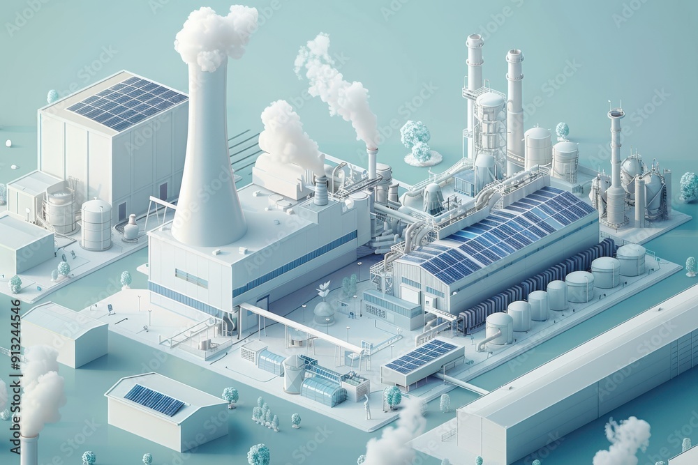 Modern Industrial Complex With Renewable Energy Features Modern Industrial Complex With Renewable Energy Features