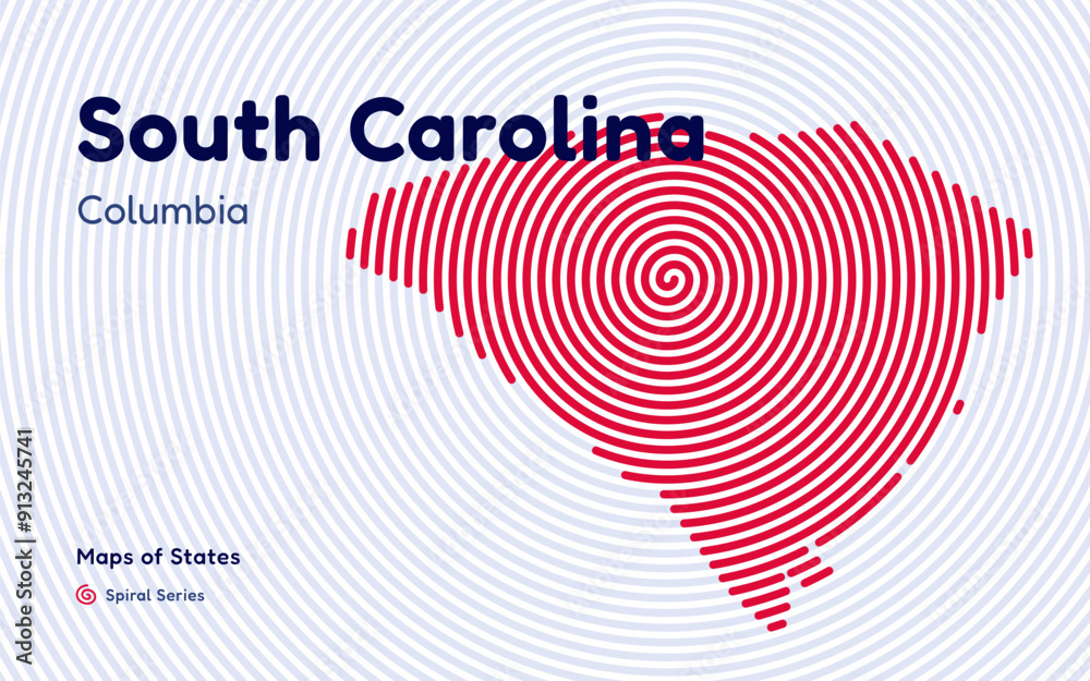 South Carolina Map in Spiral Formation: Columbia Takes Center Stage ...