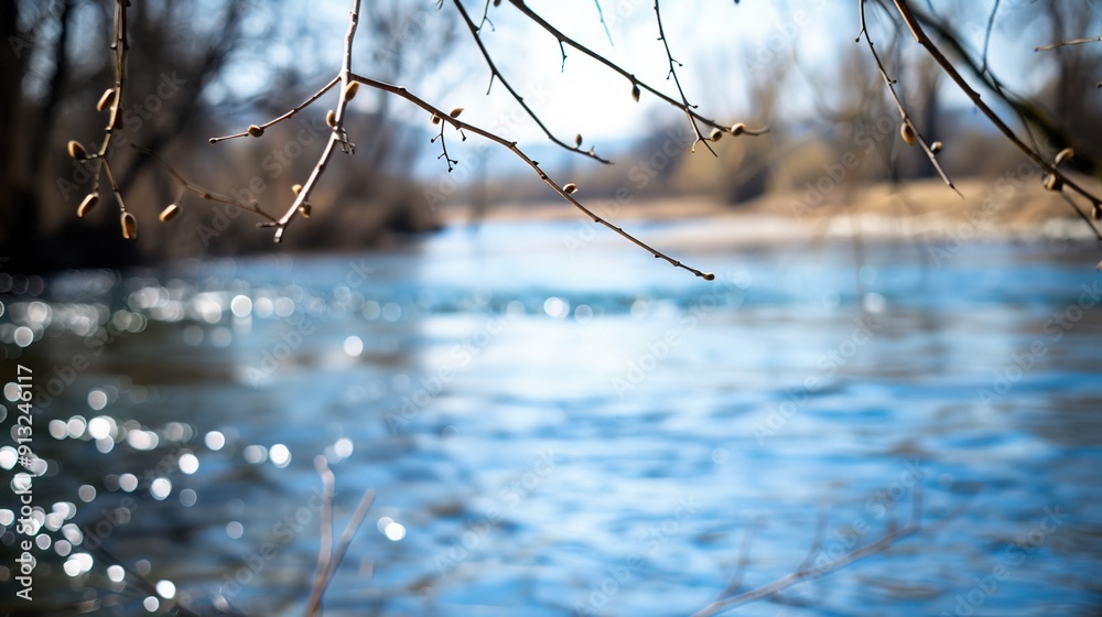 Fototapeta premium Seasonal Shifts: A Year-Round Journey Along the Riverbank