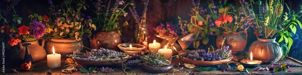 Fototapeta premium Witches Altar on the Spring Equinox