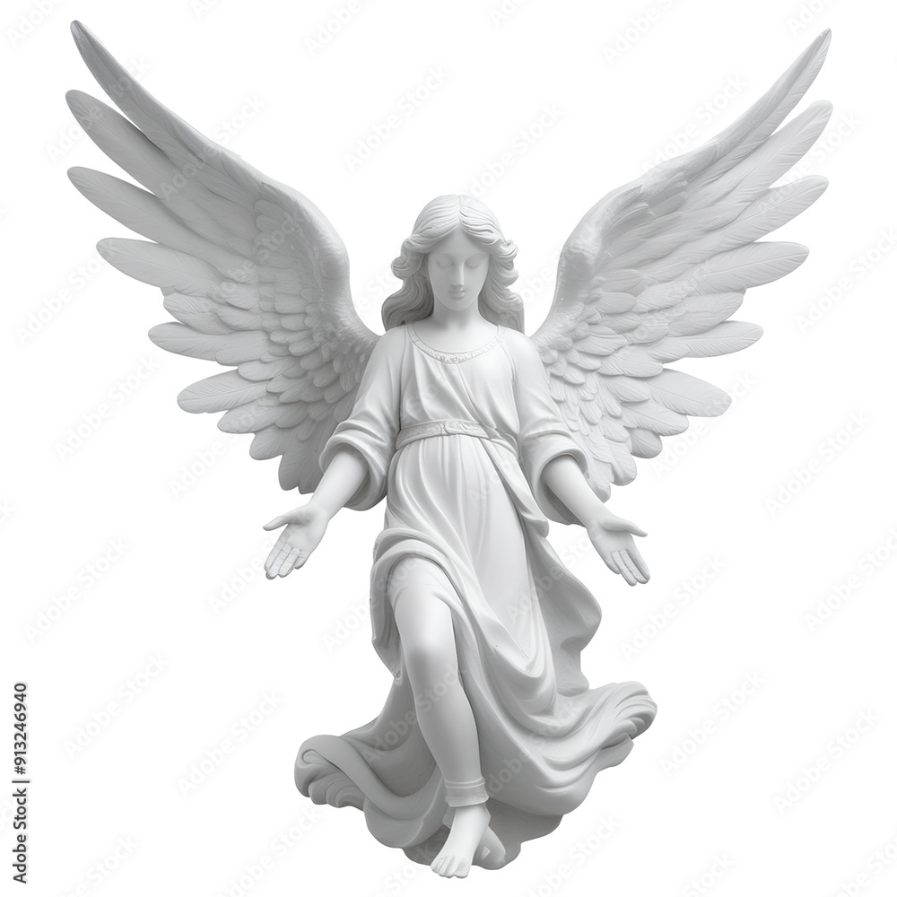 Elegant white angel statue with outstretched wings, symbolizing peace, purity, and divine protection. Elegant white angel statue with outstretched wings, symbolizing peace, purity, and divine protection.