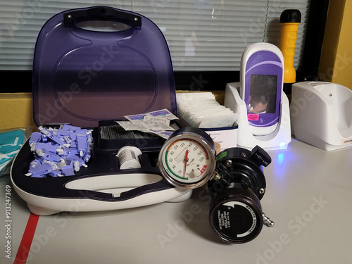 Accucheck equipment and oxygen meter in hospital