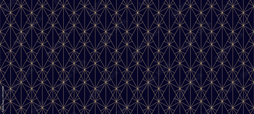 Gold line pattern. Vector geometric seamless texture. Gold and black ornament with delicate grid, thin lines, outline lattice, net, diamonds, triangles. Luxury abstract repeatable art deco background Gold line pattern. Vector geometric seamless texture. Gold and black ornament with delicate grid, thin lines, outline lattice, net, diamonds, triangles. Luxury abstract repeatable art deco background