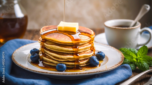 stack of pancakes with syrup