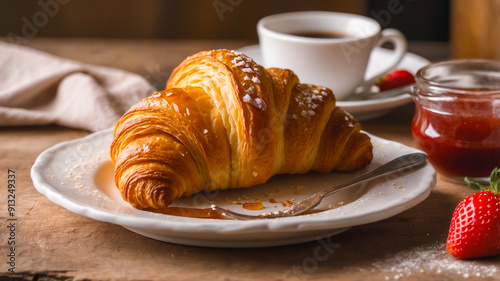cup of coffee and croissant