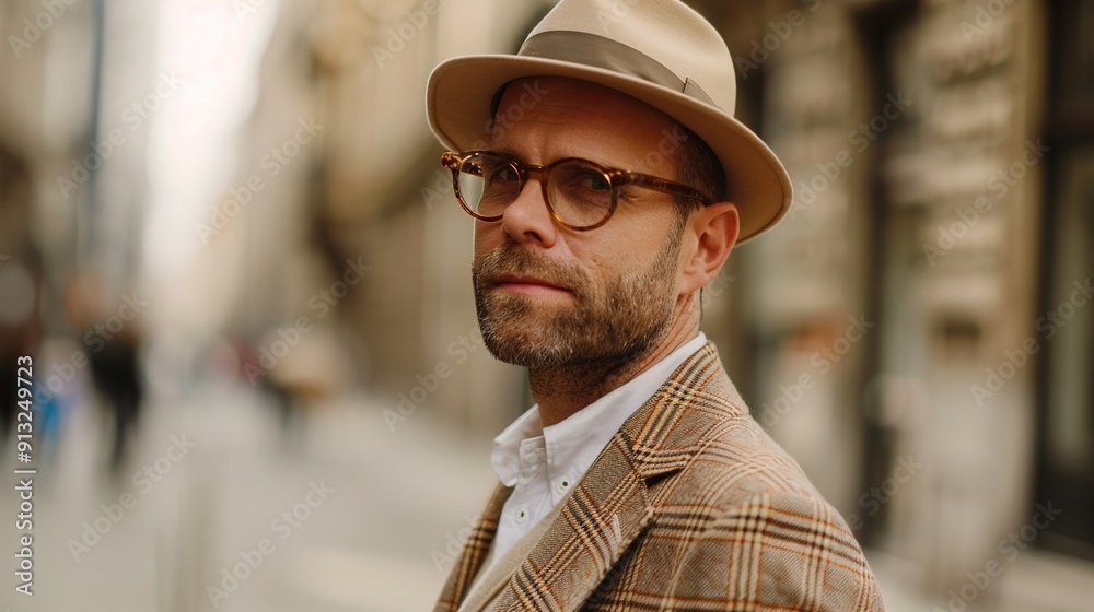 Dapper Gentleman in Classic Attire against Urban Setting, Embracing Vintage Fashion Trends Dapper Gentleman in Classic Attire against Urban Setting, Embracing Vintage Fashion Trends