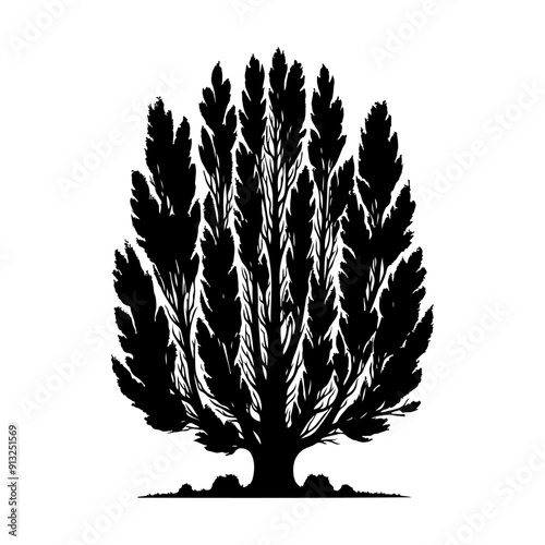 Poplar Tree Tree,vector black color silhouette