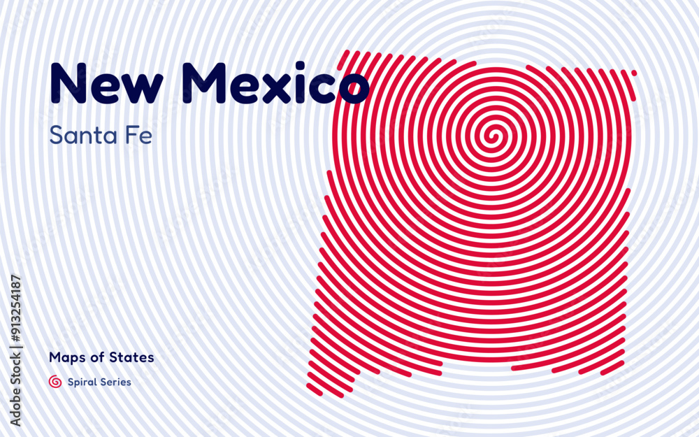 New Mexico Map in Spiral Formation: Santa Fe Takes Center Stage ...
