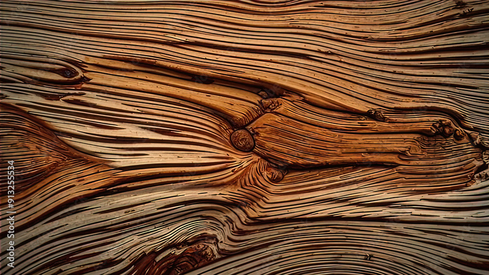Fototapeta premium Textured surface of solid untreated wood with knots, old wood texture material