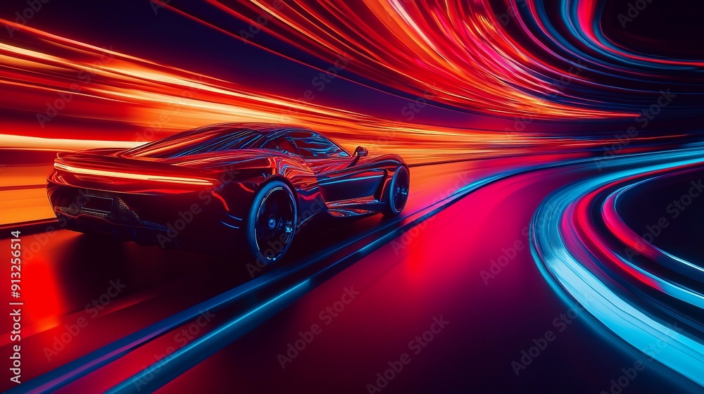 Fluid Motion: Future Car in Abstract Glass World Fluid Motion: Future Car in Abstract Glass World